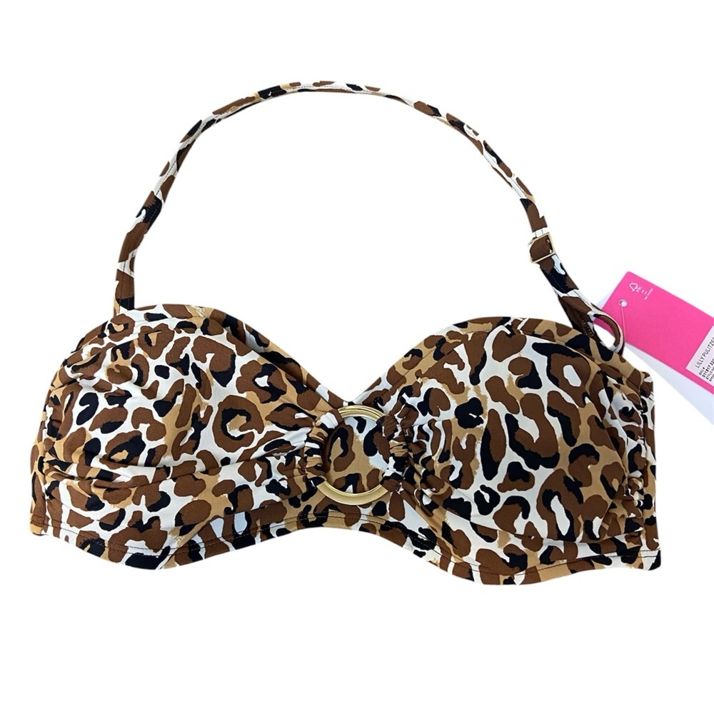 Lilly Pulitzer Spessa bikini top leopard chocolate adjustable Sz 2 NWT